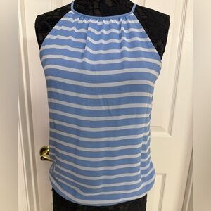 Express Blue and White Halter Tank Top